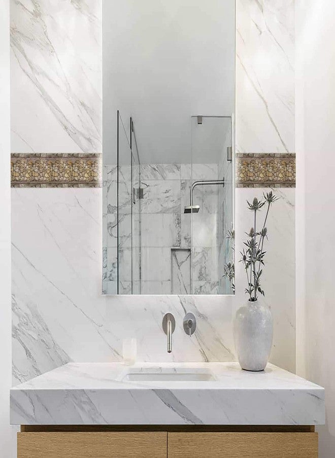 WallDesign ملصق حدودي بتصميم جداري - بنمط طوب عتيق من مادة PVC - لتزيين الحمامات والأرضيات والأبواب وجدران المطابخ - لفة 3 بوصات × 10 أقدام - مغلفة بطبقة لامعة مقاومة للماء - Image 5